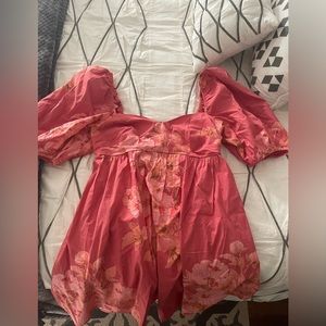 NEW! free people floral mini dress with puff sleeves